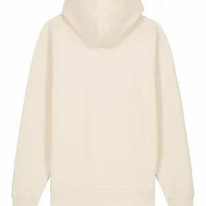 Vista trasera de sudadera unisex beige con capucha de algodón orgánico Indiana 1727.